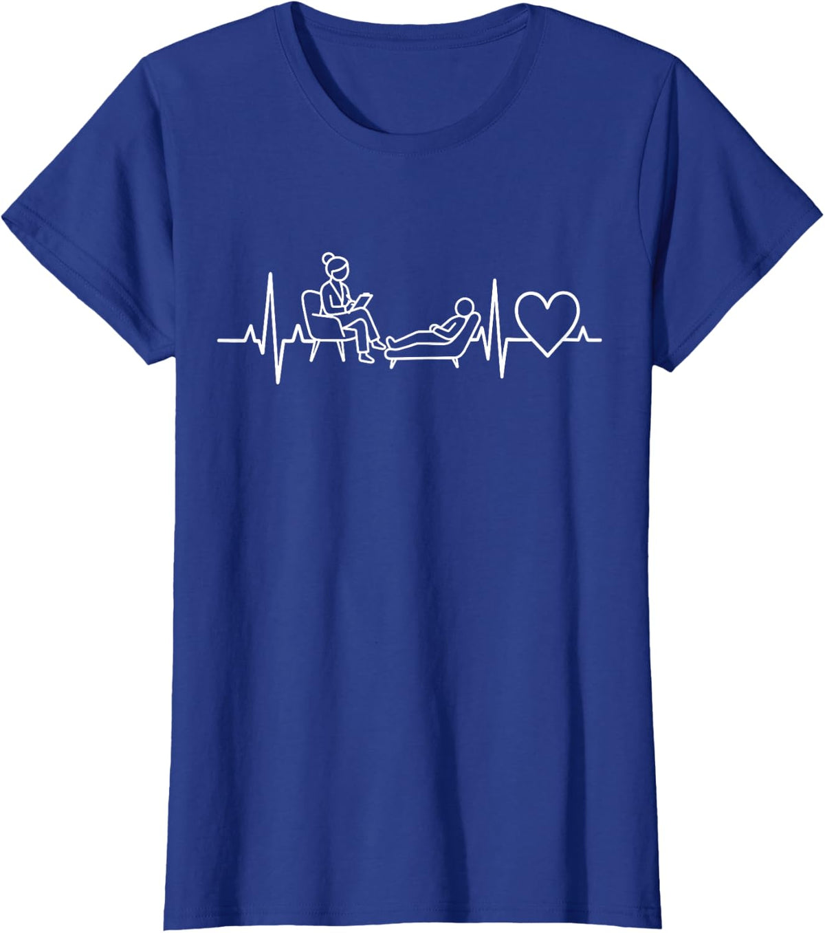 Therapist Heartbeat Mental Health Counselor T-Shirt - Royal Blue