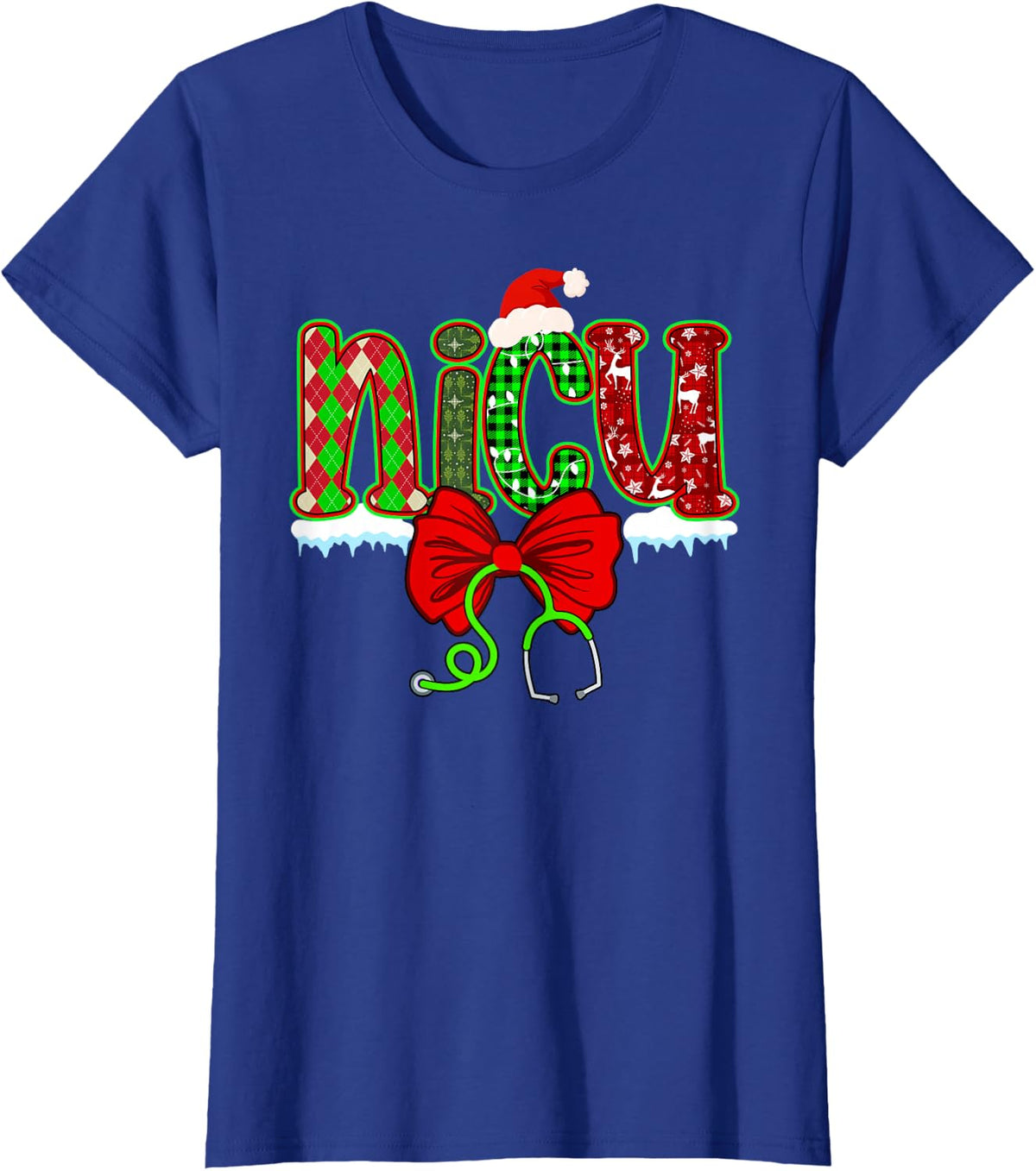 Christmas NICU Xmas Neonatal Intensive Care Unit Coquette T-Shirt - Royal Blue