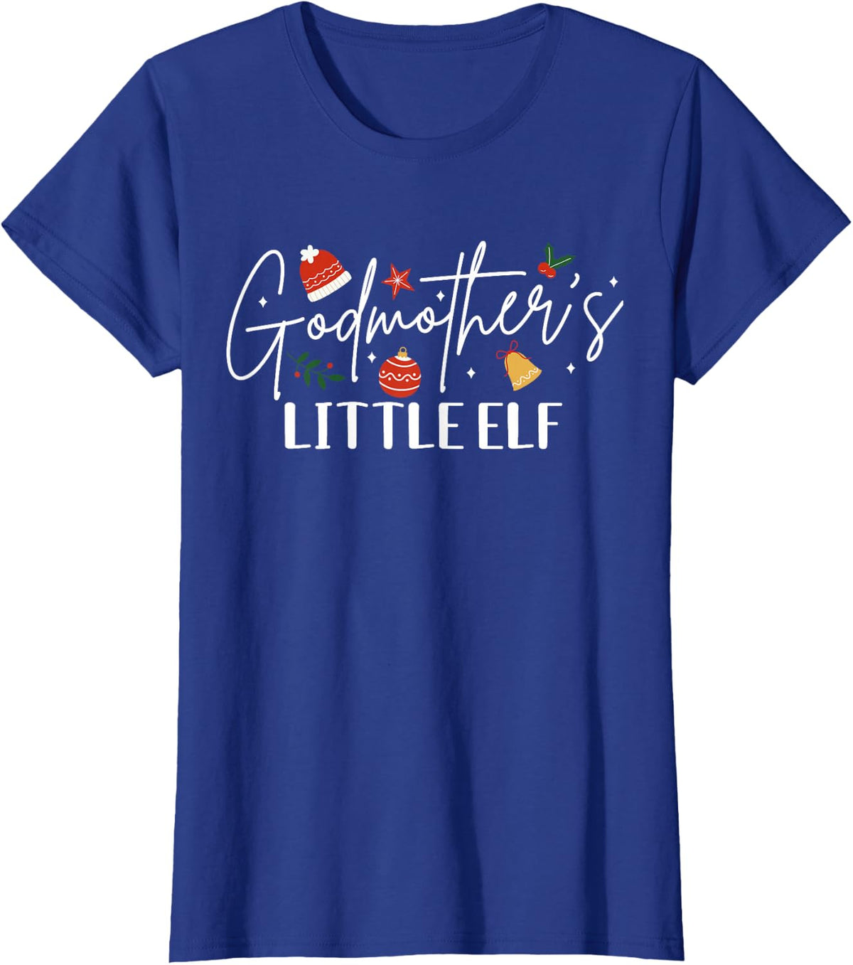 Godmother's Little Elf Godchild Christmas Xmas T-Shirt - Royal Blue