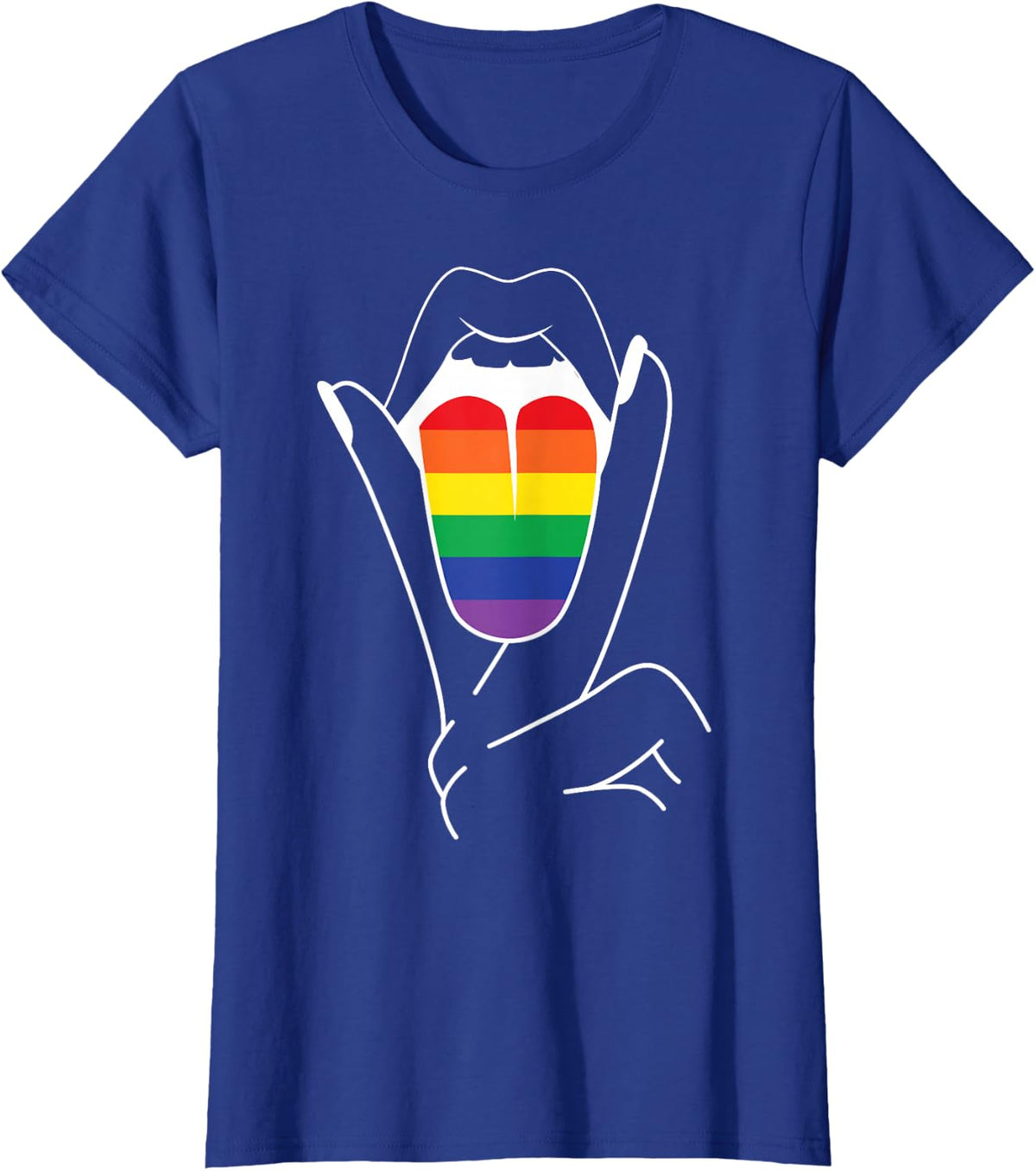 Rainbow Pride Tongue Adult Gay Party Lesbian Queer CSD LGBT T-Shirt - Royal Blue