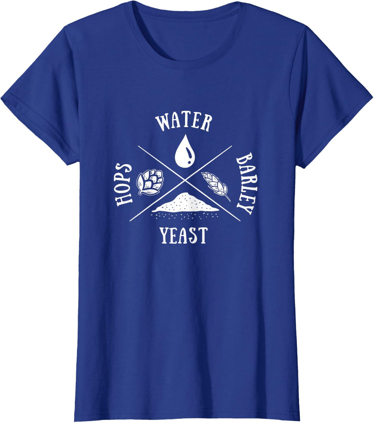 Brewery Beer Ingredients Water Barley Yeast Hops Brewing T-Shirt - Royal Blue