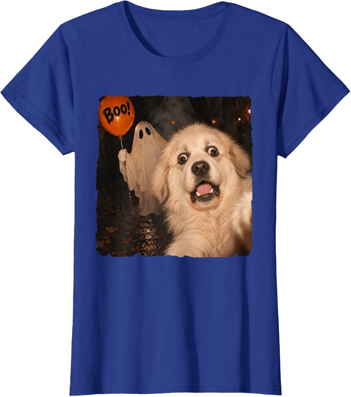 Great Pyrenees Ghost Selfie Balloon Halloween Dog Lover Boo T-Shirt - Royal Blue