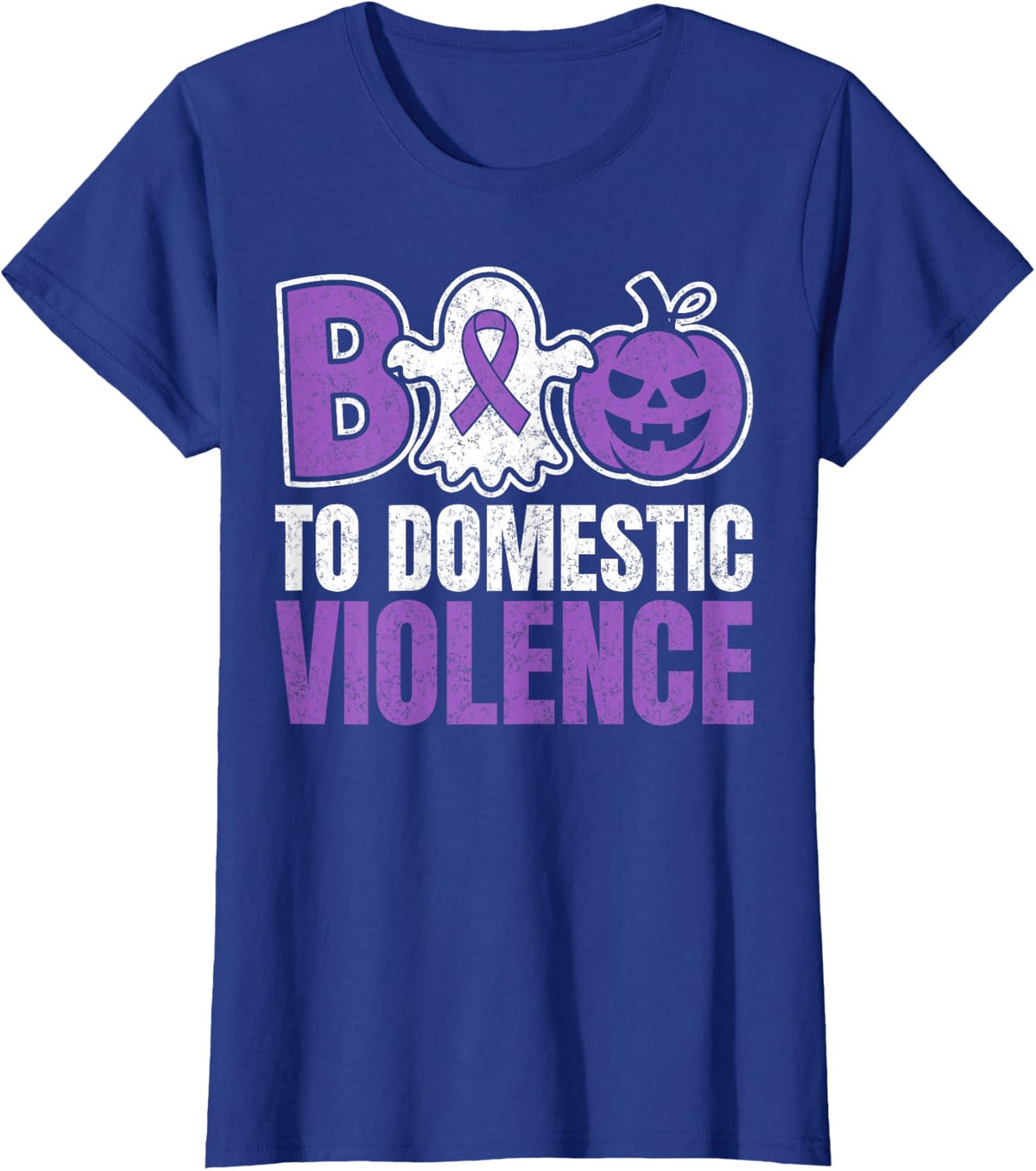Boo to Domestic Violence Awareness Month DV Ribbon Halloween T-Shirt - Royal Blue