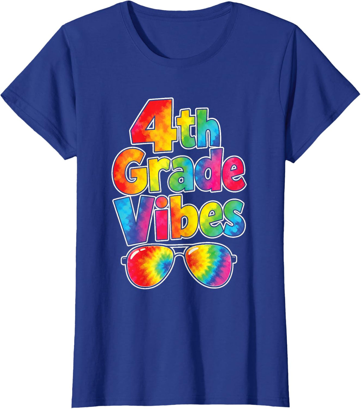 4th Grade Vibes Tie Dye Rainbow Kids First Day Gift T-Shirt - Royal Blue