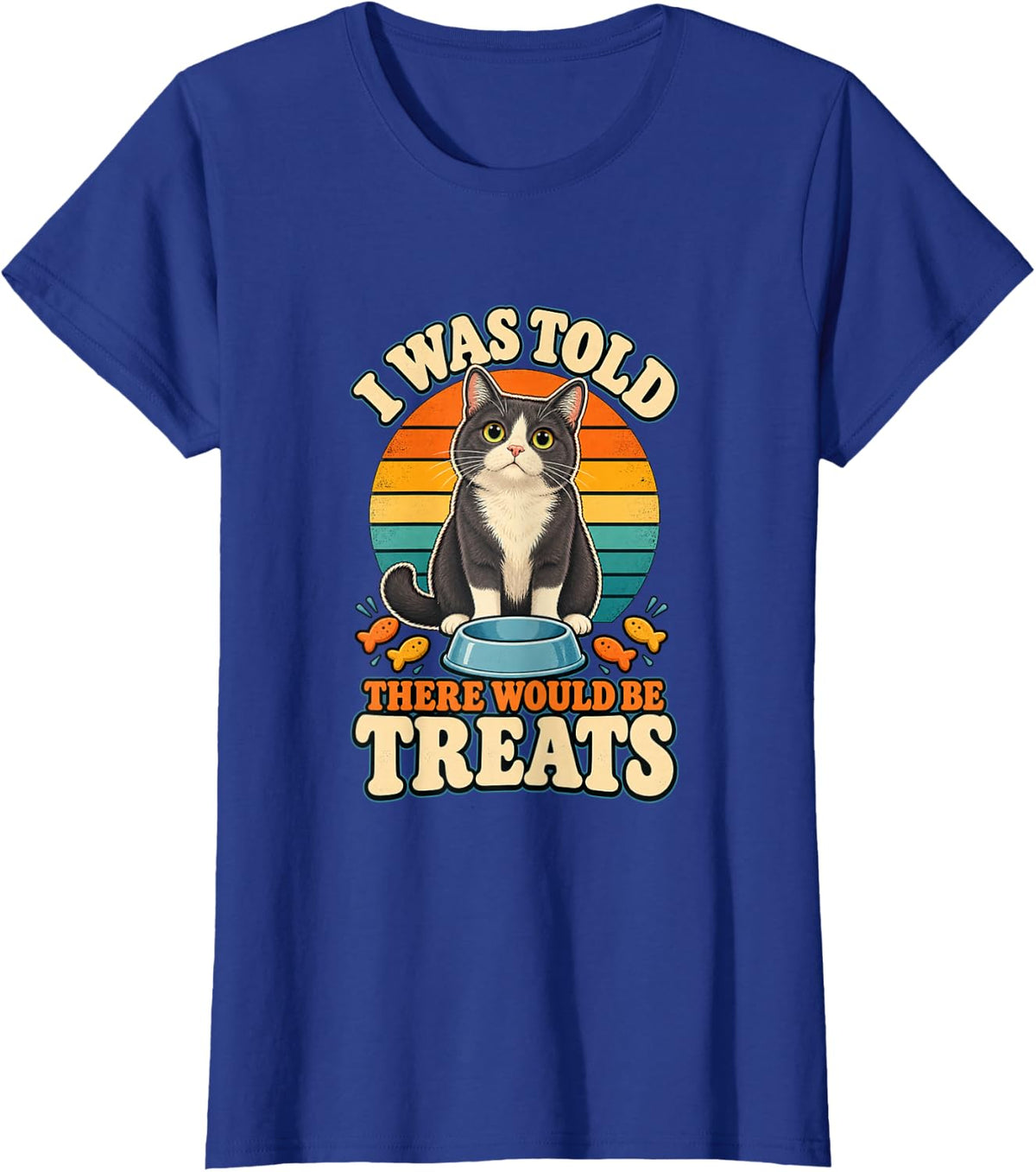 I was Told There Would Be Treats Tuxedo Cat T-Shirt - Royal Blue