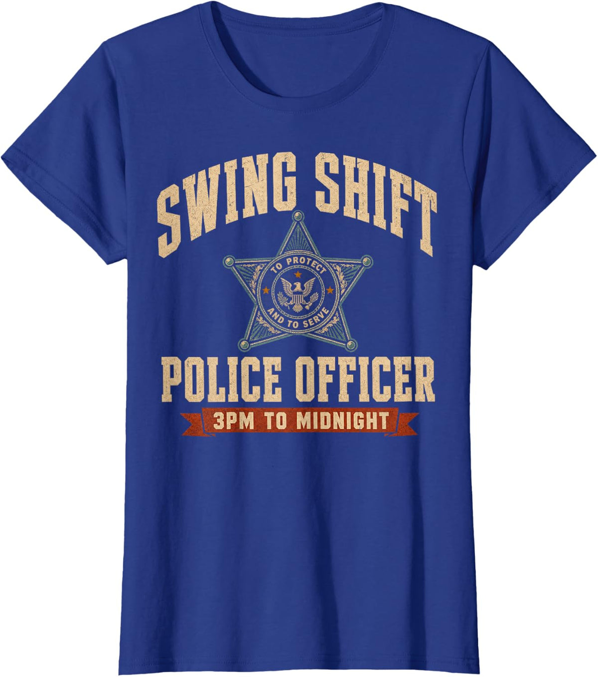 Swing Shift Police Officer 3PM to Midnight T-Shirt - Royal Blue