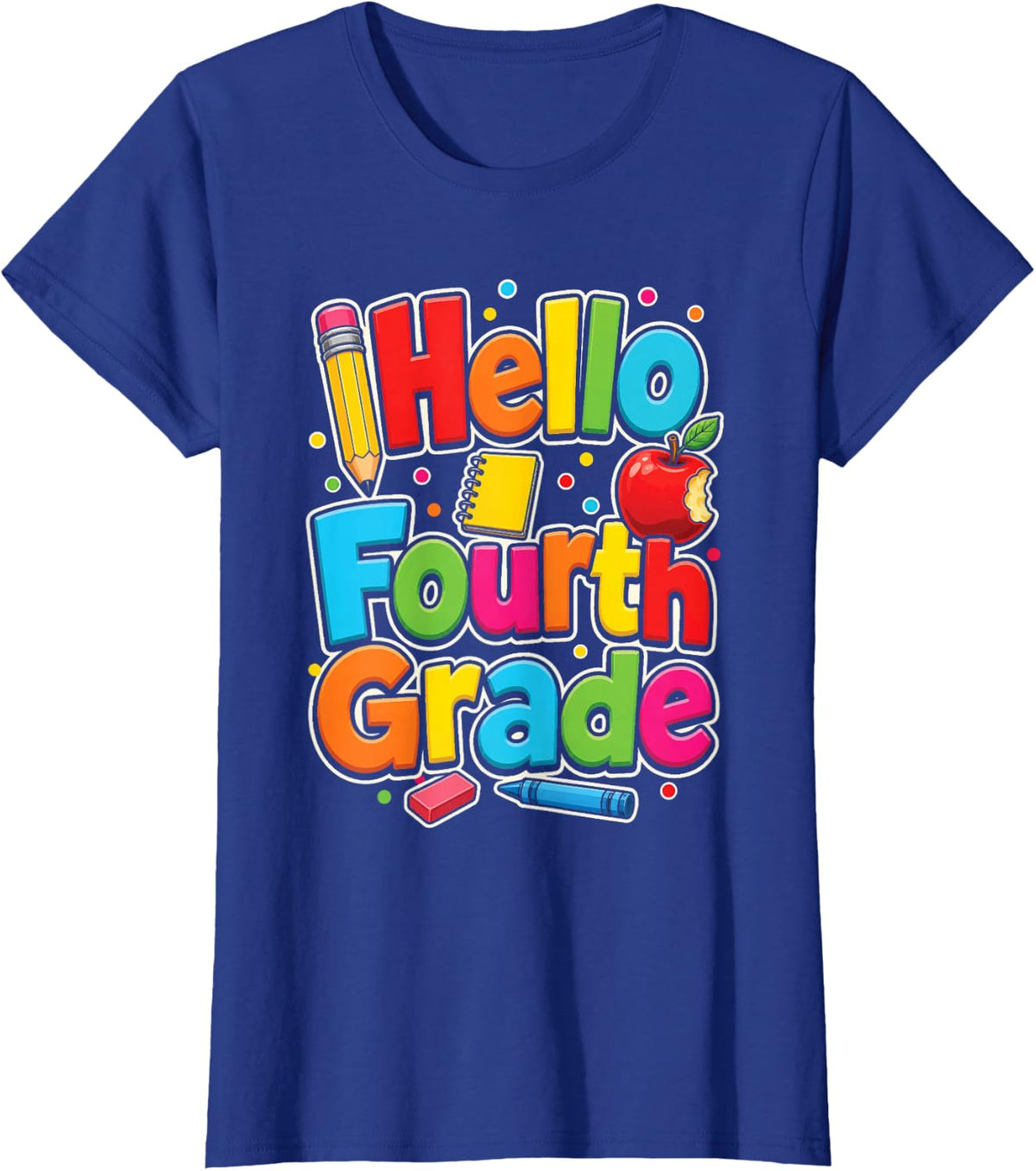 4th Grade Fourth Elementary Apple Polka Dot First Day T-Shirt - Royal Blue