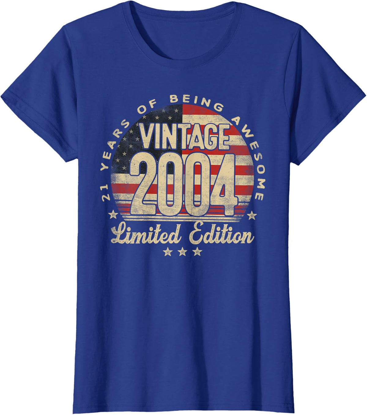 Vintage 2004 Limited Edition 21-Year-Old Gifts USA Flag T-Shirt - Royal Blue