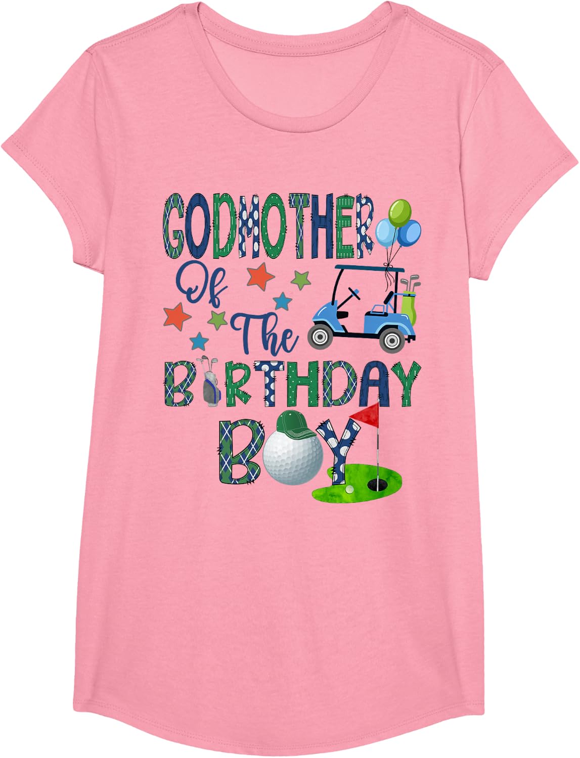 Godmother of The Birthday Boy Hole in One Golf Lover T-Shirt - Girls Pink