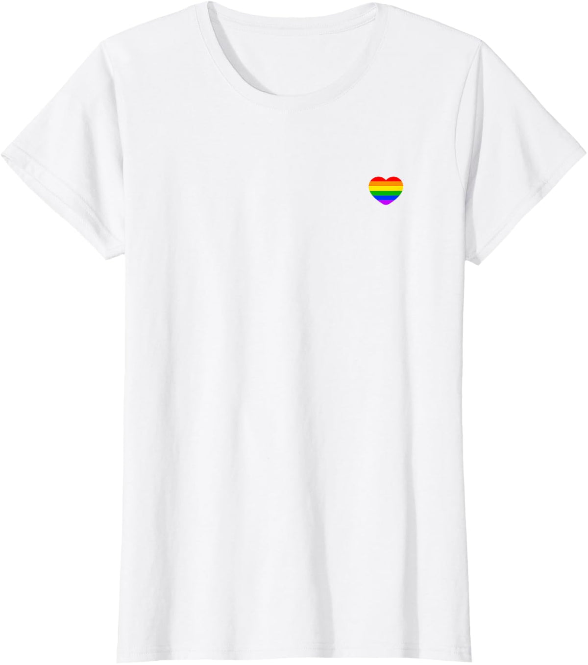Subtle Rainbow Striped Tiny Heart Gay Flag Pride Month LGBT T-Shirt - White