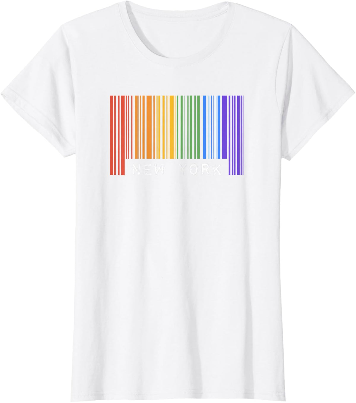 Gay Barcode New York Pride Ally Rainbow LGBTQ Pride Flag T-Shirt - White