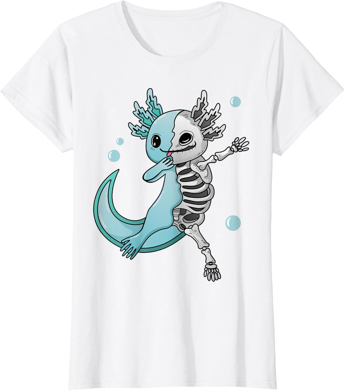 Cute Creepy Dabbing Axolotl Pastel Goth Kawaii Goth Axolotl T-Shirt - White