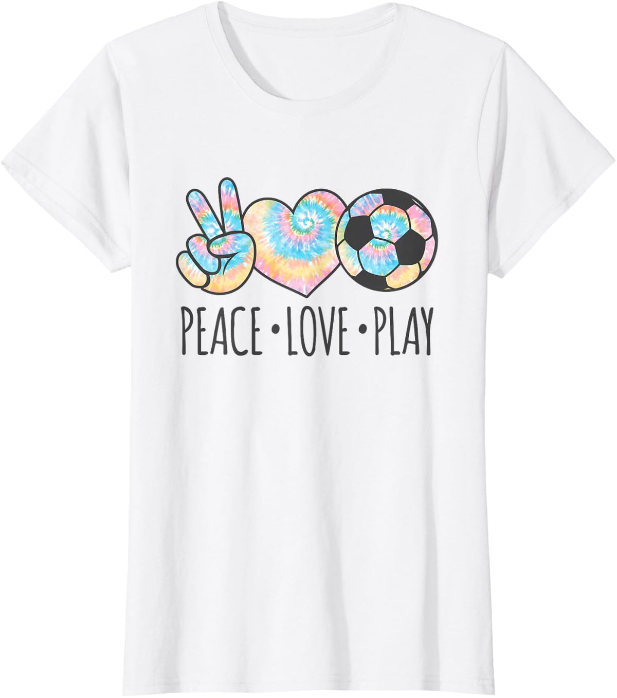 Tie Dye Soccer Shirts for Girls Teen | Peace Love Play Tees and T Shirts - White