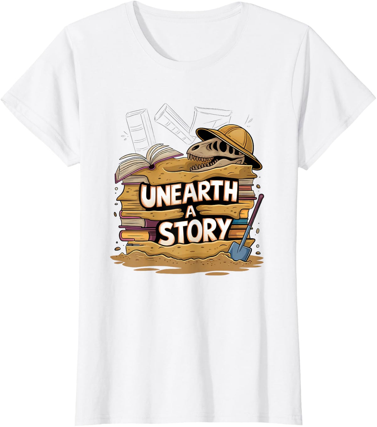 Dinosaur T Shirts Unearth A Story 2026 Reading Adventure Tees - White