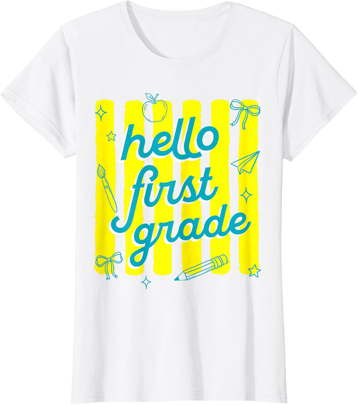 First Day of 1st Grade Hello First Grade Teachers Womens T-Shirt - White