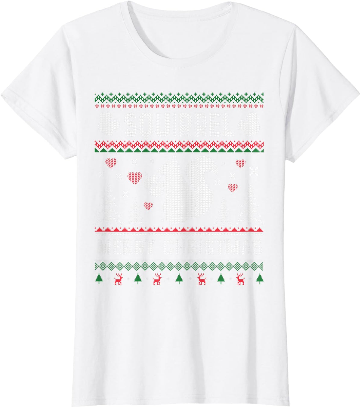 Squirrel Funny Ugly Christmas Sweater Style T-Shirt T-Shirt - White