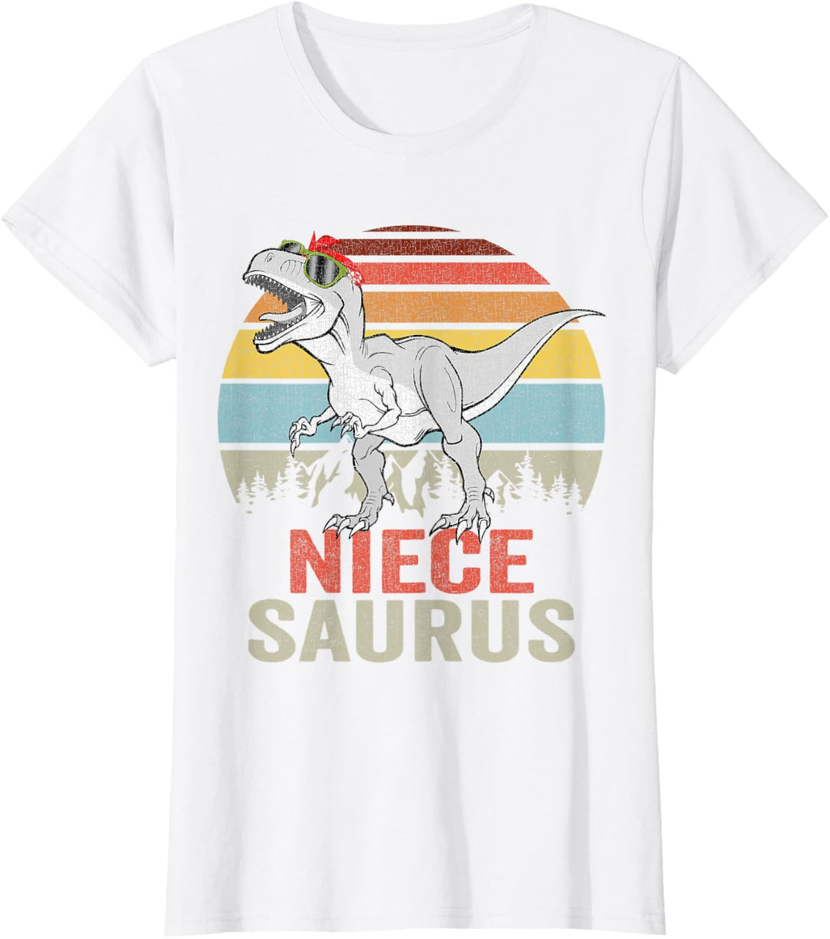 Niecesaurus T Rex Dino Niece Saurus Family Dinosaur Women T-Shirt - White