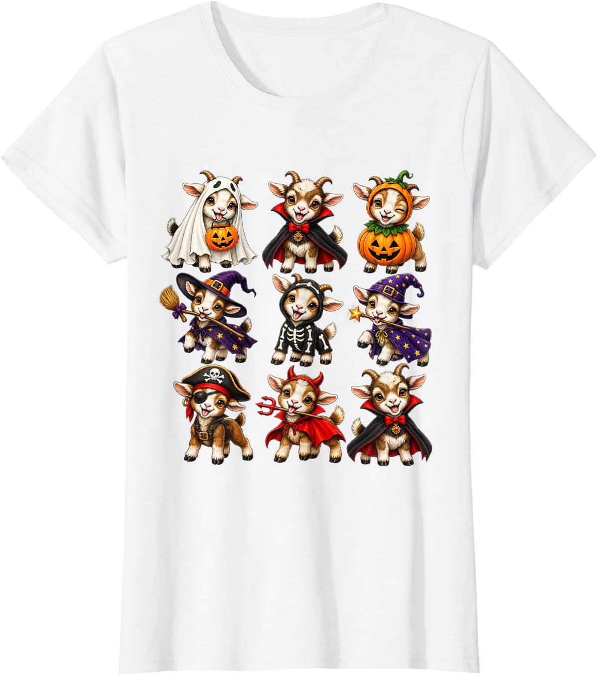 Cute Goat Halloween Costume Spooky Farm Animal T-Shirt - White