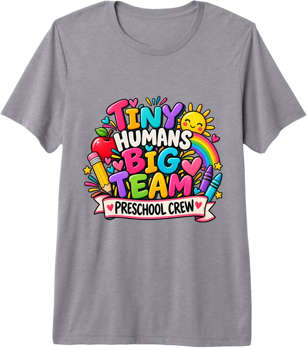 Tiny Humans Big Team Preschool Crew Teacher Staff Premium Tri-Blend T-Shirt - Storm