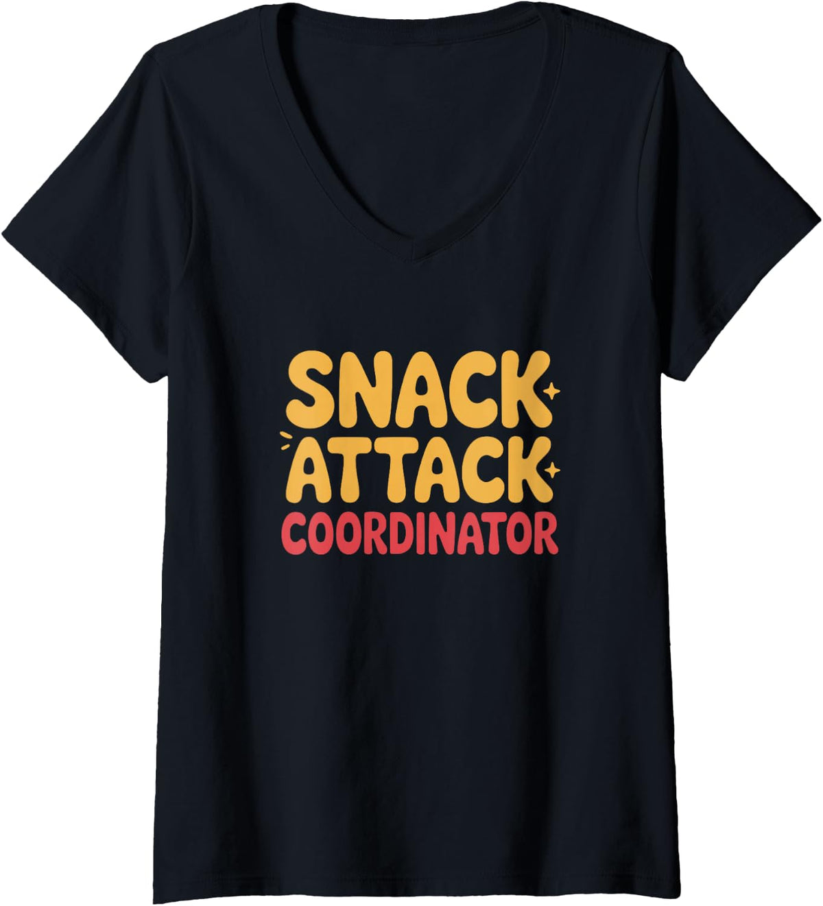 Women's Snack Attack Coordinator Kindergarten Teacher Humor V-Neck T-Shirt - Black
