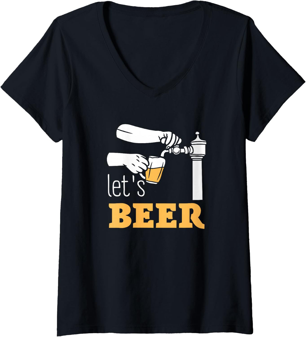 Women's Let's Beer On Tap Beer Glass Drinking Party Costume V-Neck T-Shirt - Black
