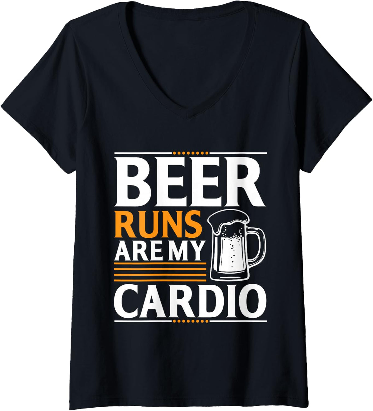 Women's Beer Runs are My Cardio V-Neck T-Shirt - Black