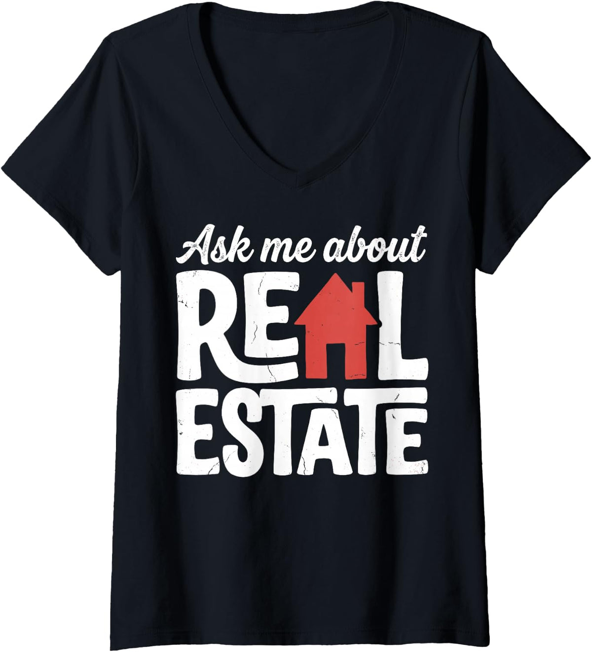 Women's Ask Me About Real Estate Property Agent Home Sales V-Neck T-Shirt - Black