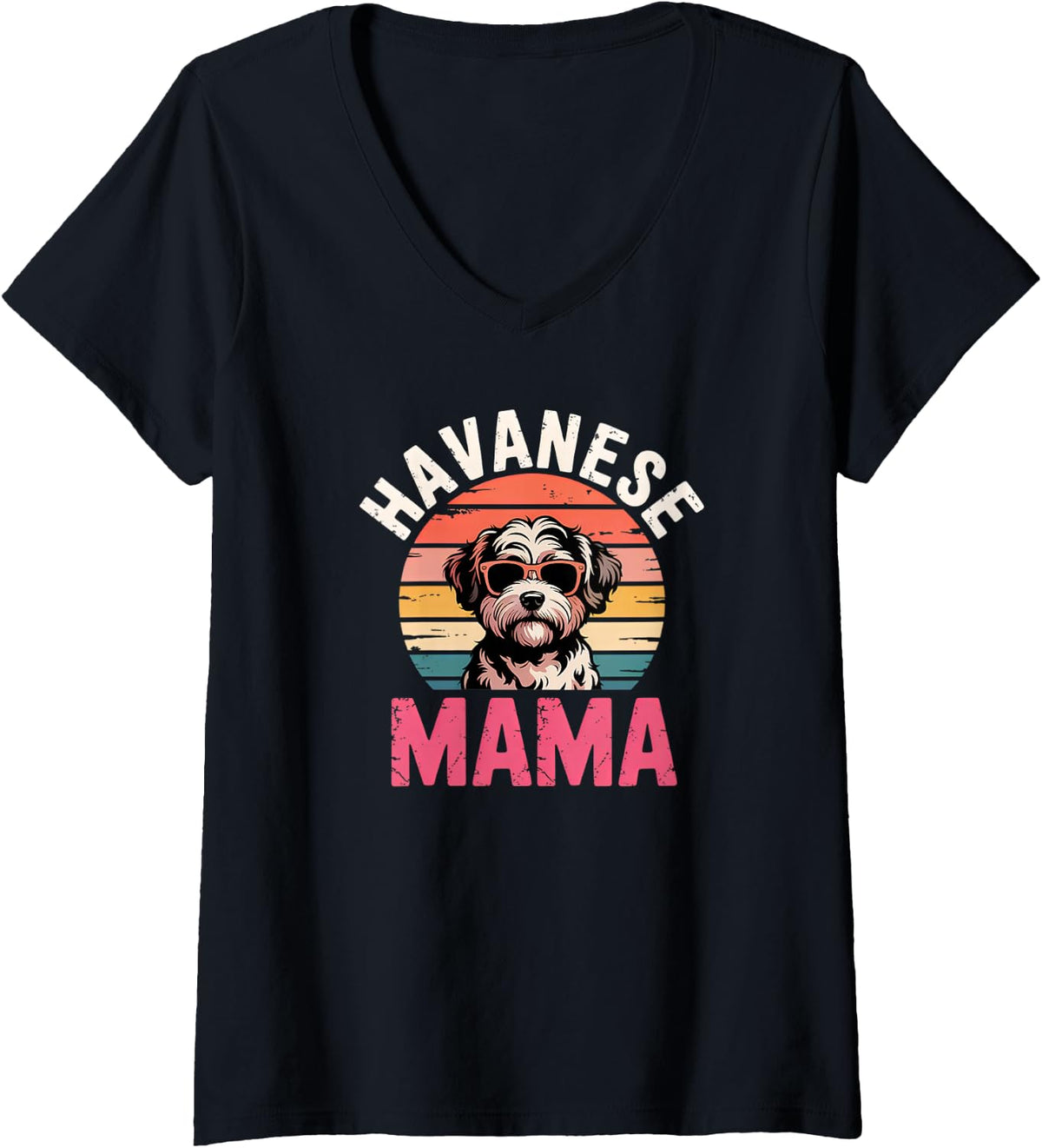 Women's Havanese Mama V-Neck T-Shirt - Black