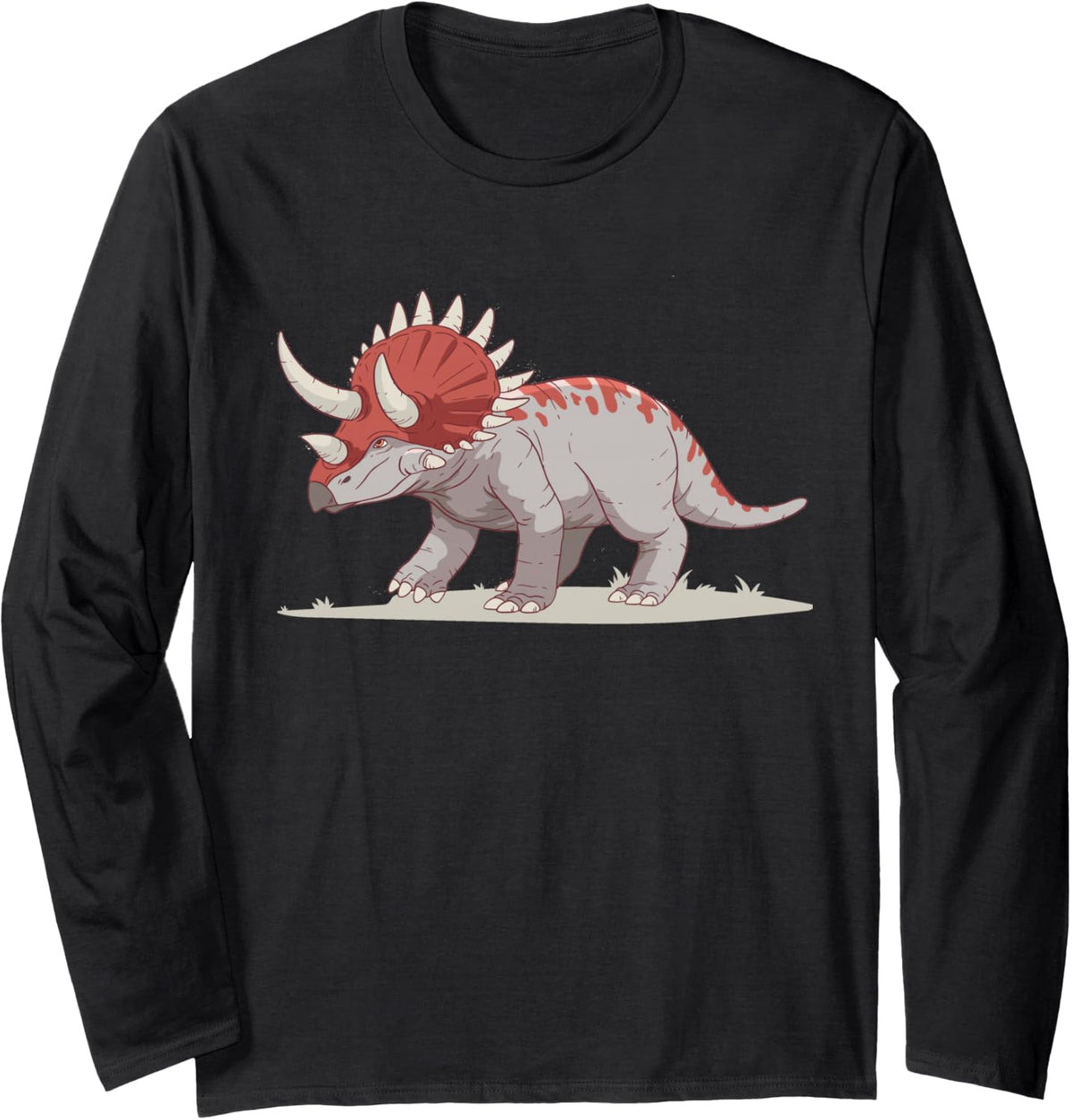 Triceratops Dinosaur Dino Lover Gift Long Sleeve T-Shirt - Adult Unisex Black