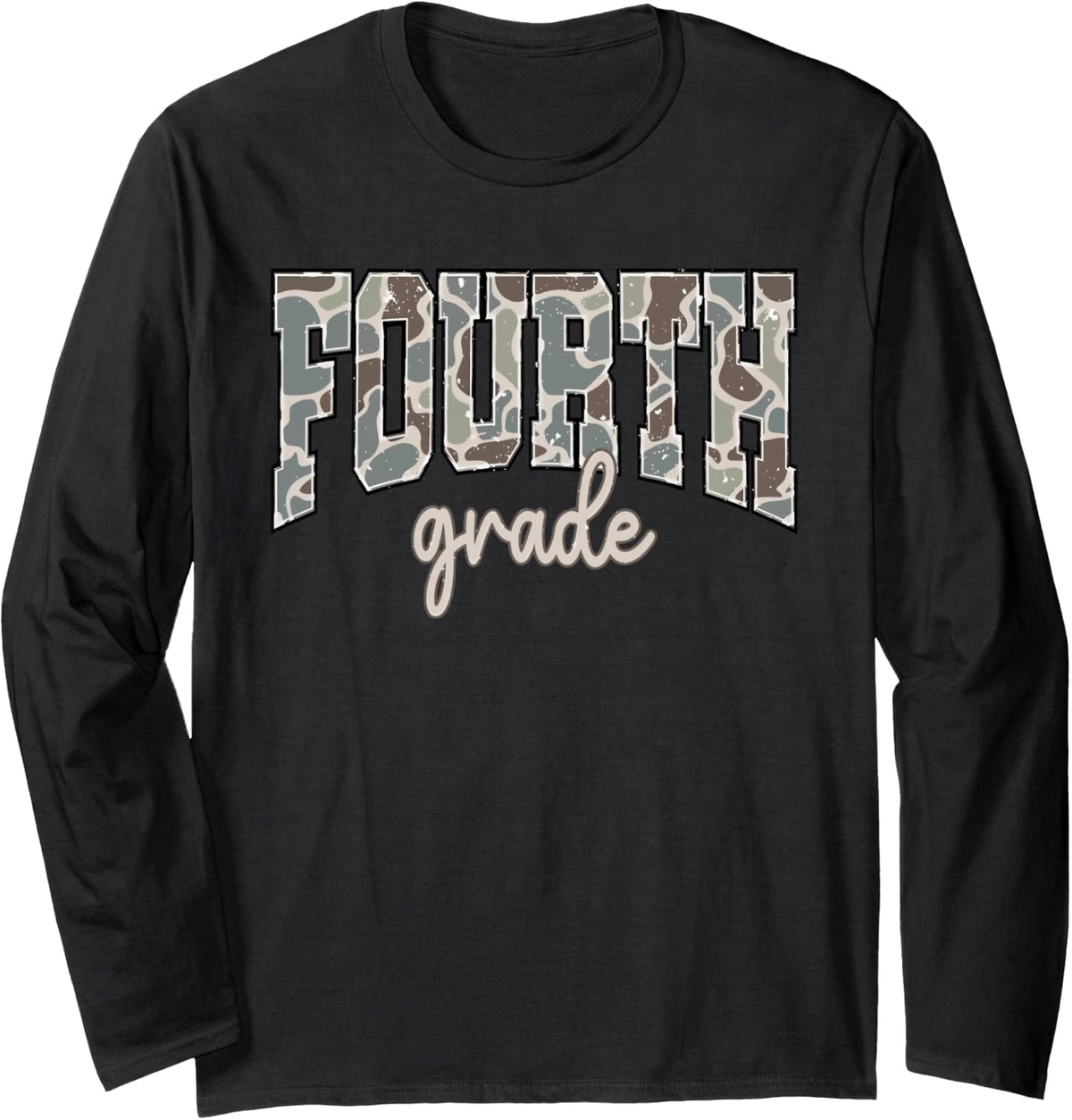 Camo Fourth Grade Boy Hello 4th Grade Students Teachers Long Sleeve T-Shirt - Adult Unisex Black