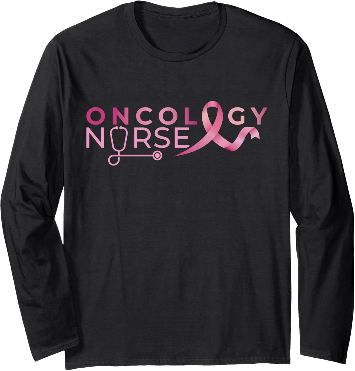 Breast Cancer Oncology Nurse Long Sleeve T-Shirt - Adult Unisex Black