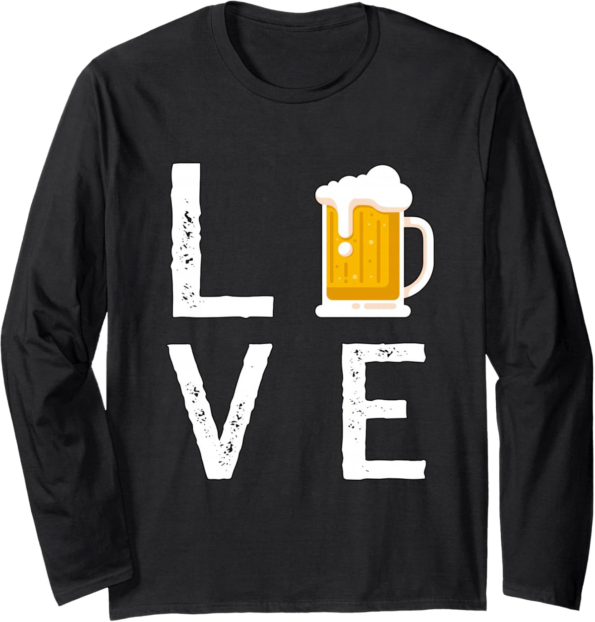 Love Beer Funny Lover Drinker Long Sleeve T-Shirt - Adult Unisex Black
