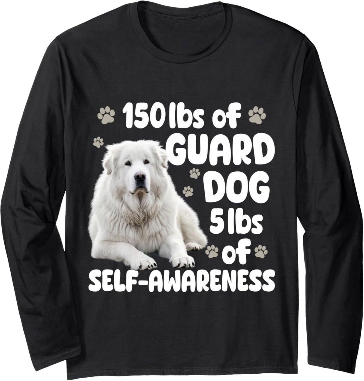 Great Pyrenees Big Fluffy Dog Long Sleeve T-Shirt - Adult Unisex Black