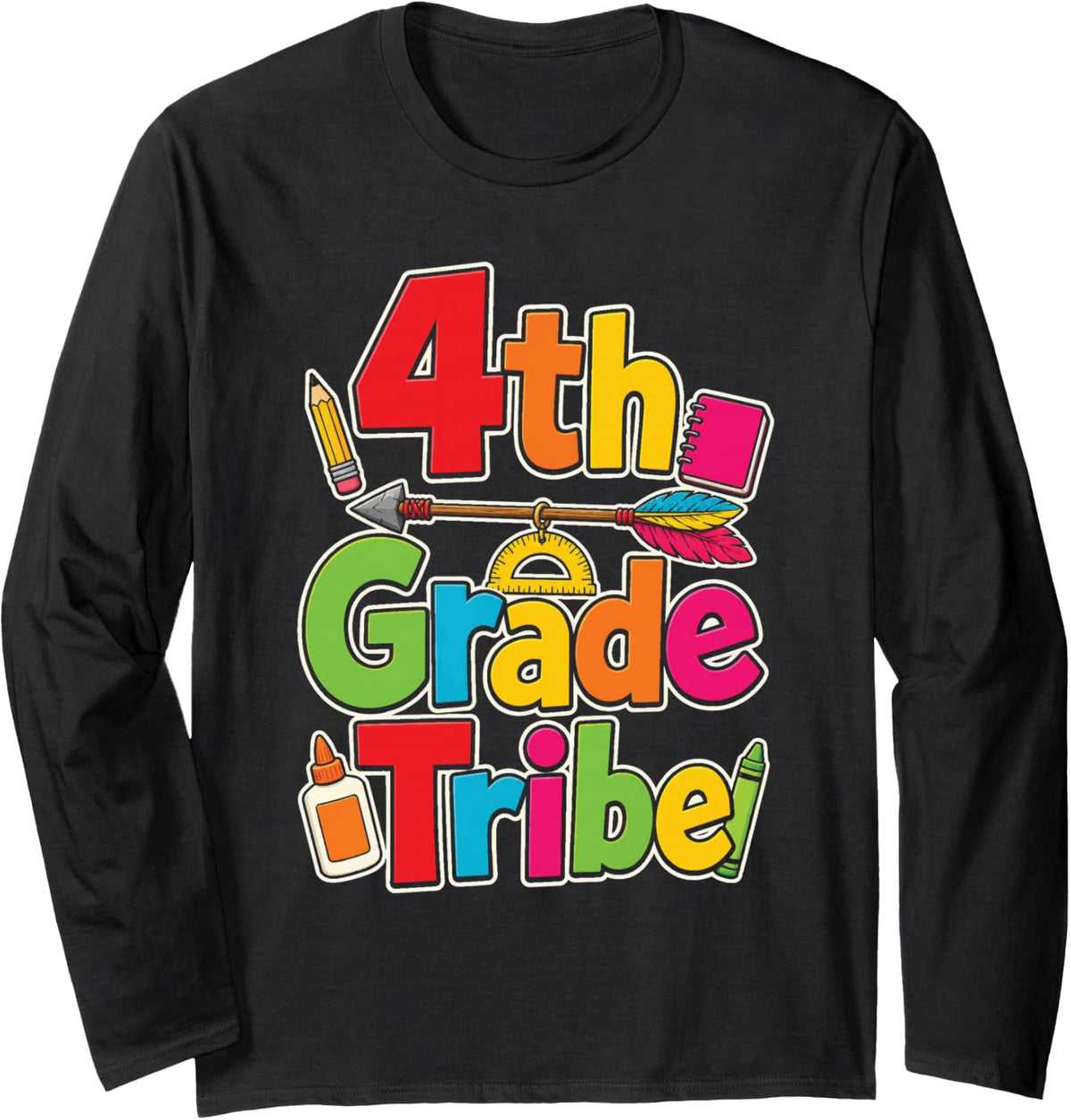 4th Grade Tribe Fourth Grader First Day Elementary School Long Sleeve T-Shirt - Adult Unisex Black