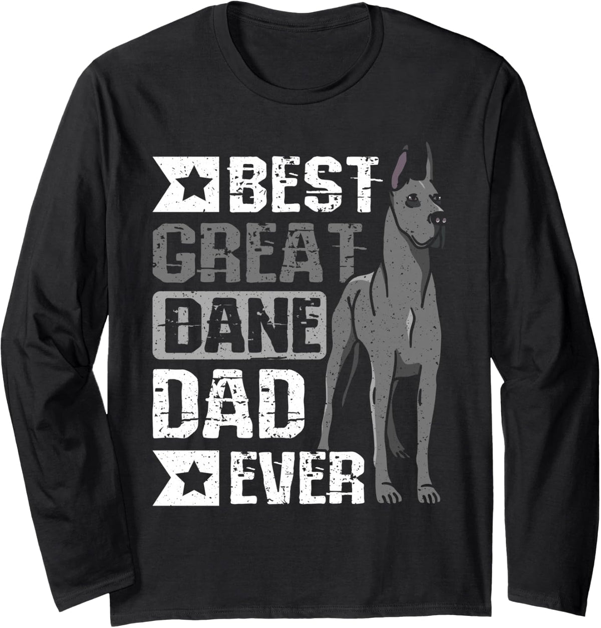 Best Great Dane Dad Ever Lover Gentle Giant Dog Long Sleeve T-Shirt - Adult Unisex Black