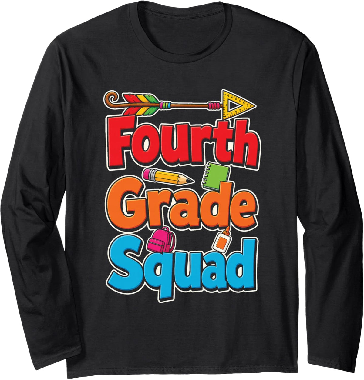 Fourth Grade Squad Matching School Staff Team First Day Long Sleeve T-Shirt - Adult Unisex Black