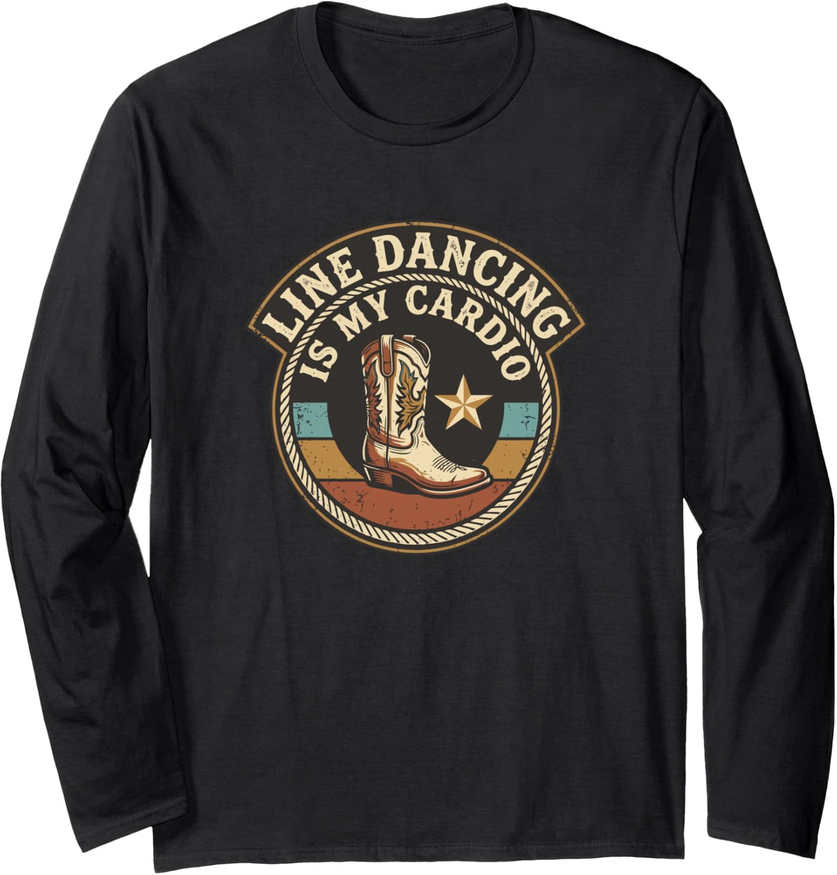 Dancer Line Dancing is My Cardio Country Western Long Sleeve T-Shirt - Adult Unisex Black