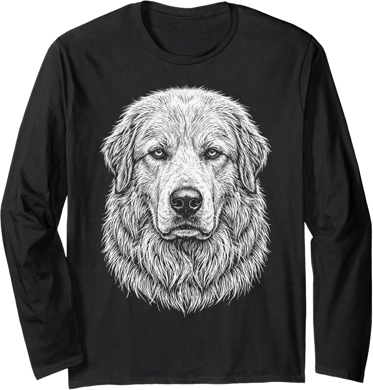 Great Pyrenees Illustration Long Sleeve T-Shirt - Adult Unisex Black