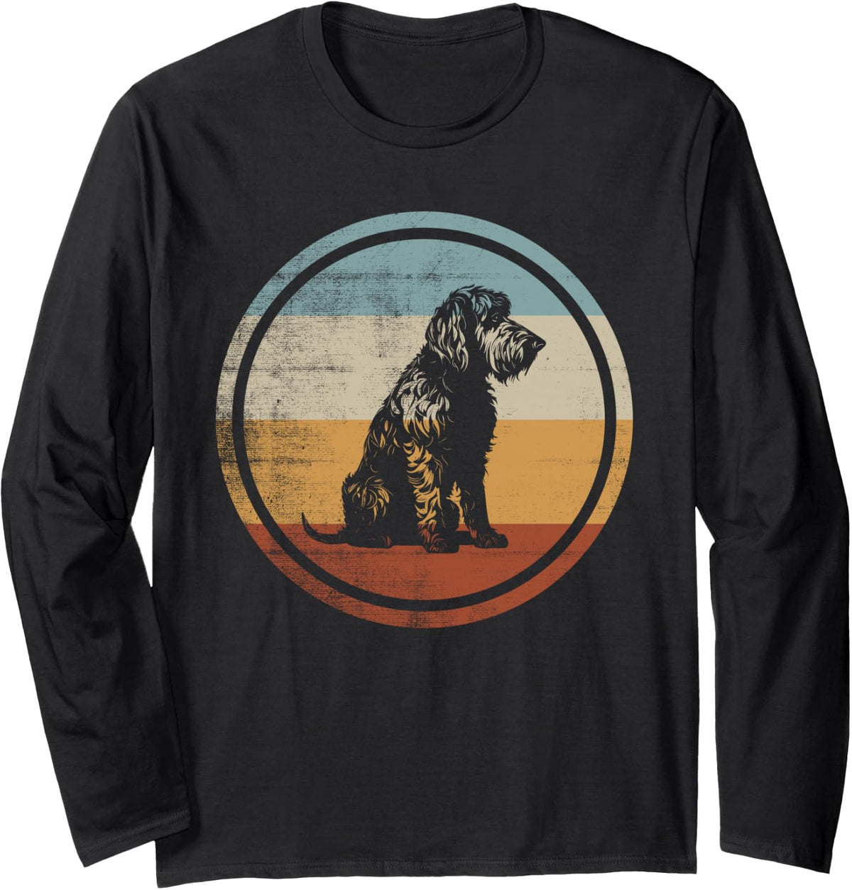 Retro Style Labradoodle Dog Long Sleeve T-Shirt - Adult Unisex Black