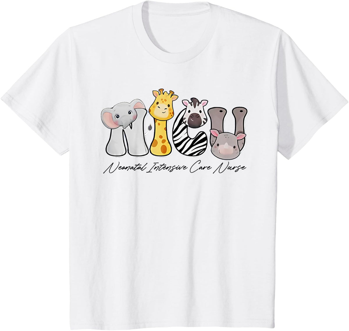 NICU Neonatal Intensive Care Unit Nursing Animals T-Shirt - White