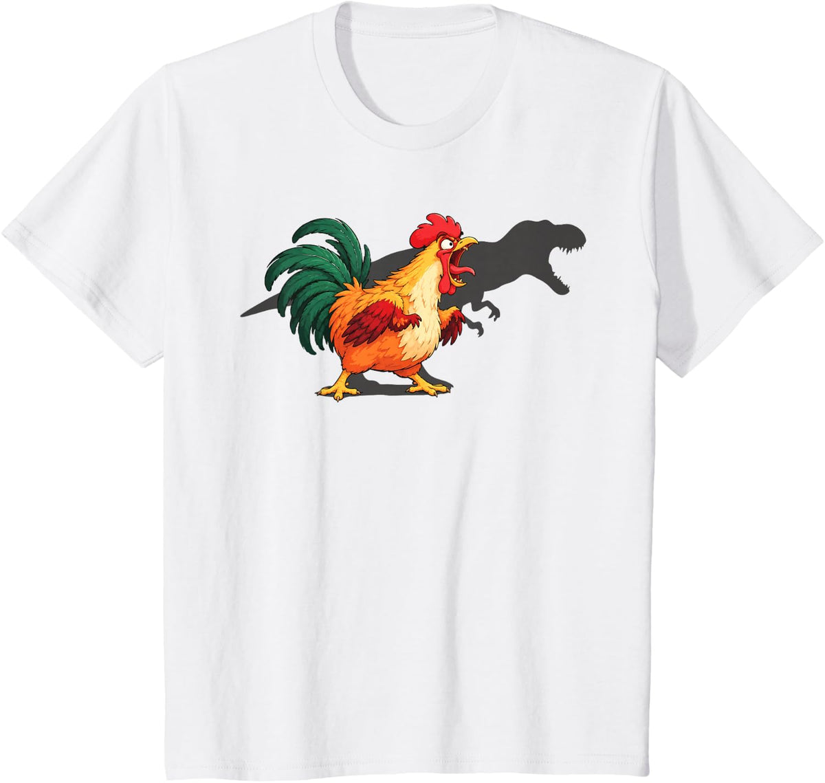 Chicken Dinosaur Shadow Funny T-Rex Lover Men Women Kids T-Shirt - White