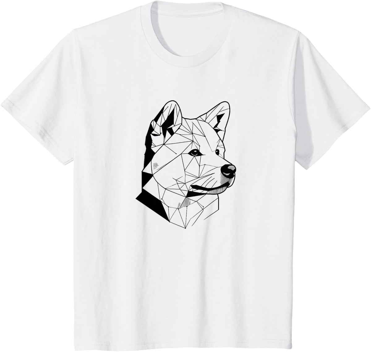 Geometric Line Art Akita Inu Akitas T-Shirt - White