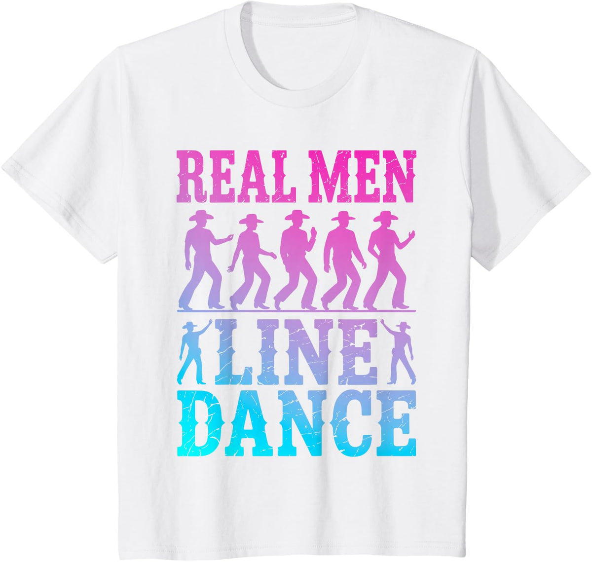 Line Dance Art for Men Boys Dad Country Western Line Dance T-Shirt - White