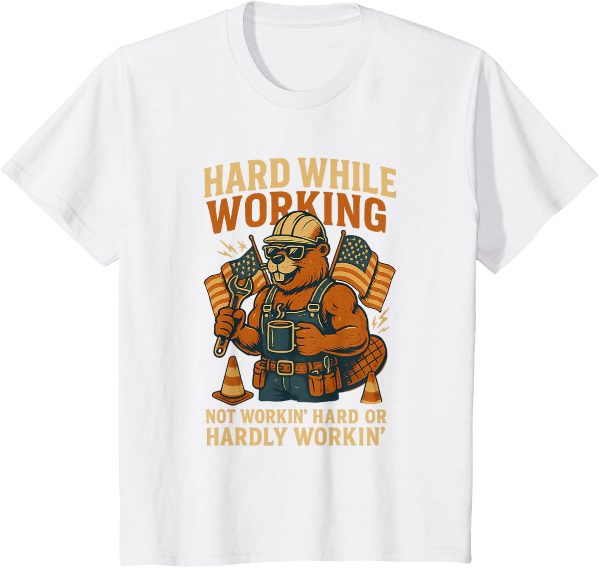 Funny Hard While Working, Working Hard Or Hardly Working T-Shirt - White
