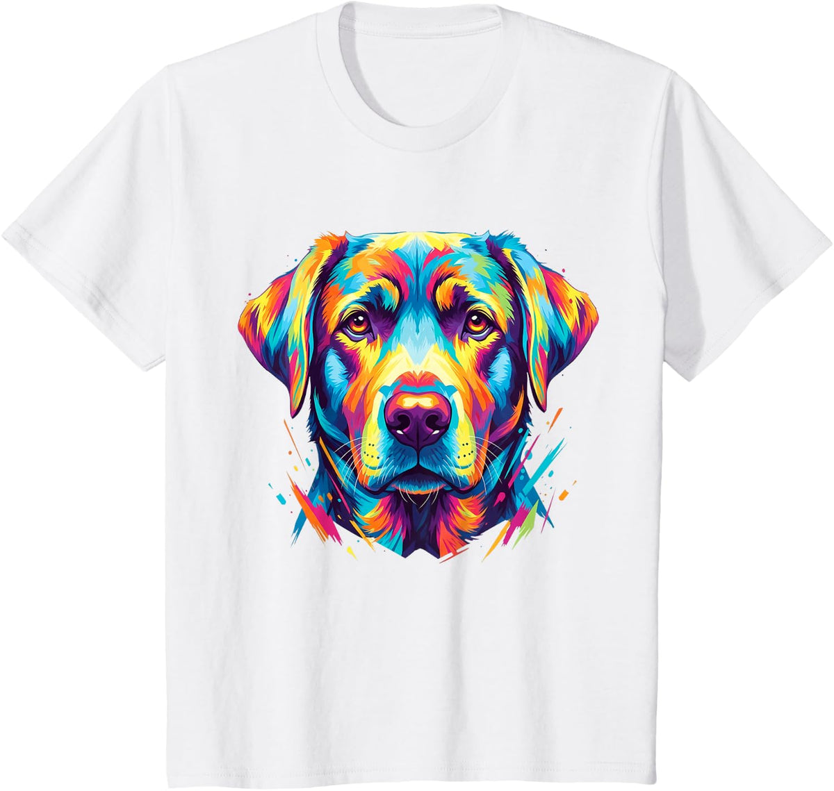 Labrador Retriever Colorful Dog Face Pop Art Vibrant Lab T-Shirt - White