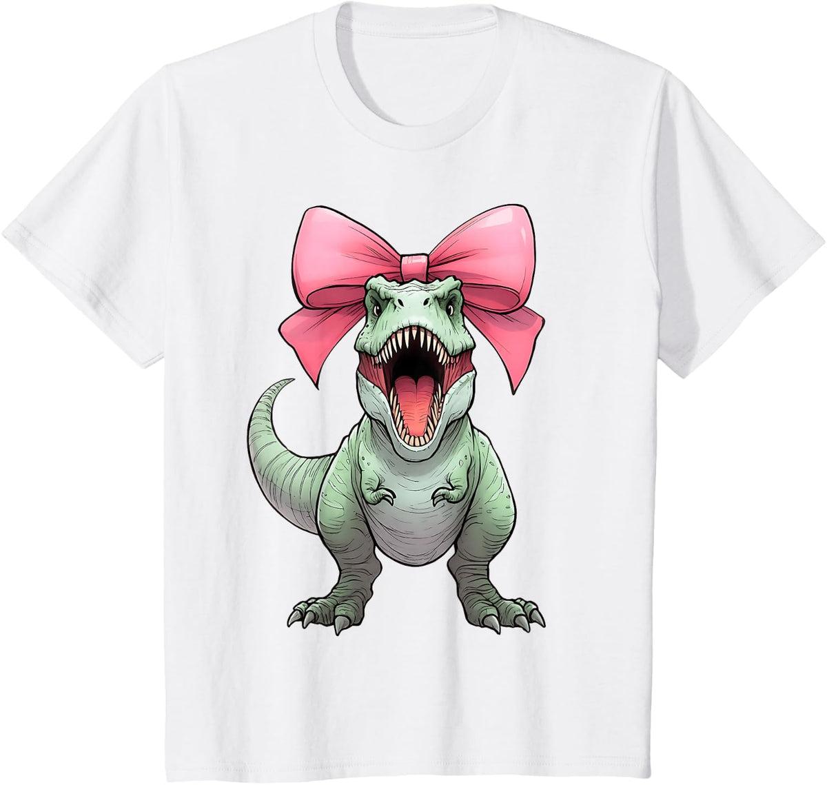 Coquette Bow T-Rex Dinosaur Tyrannosaurus Rex Band Mama T-Shirt - White