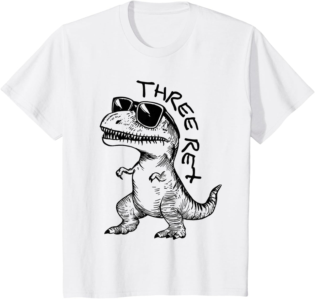 Kids Three Rex 3rd Birthday Gifts Third Dinosaur Boy 3 Years Old T-Shirt - White