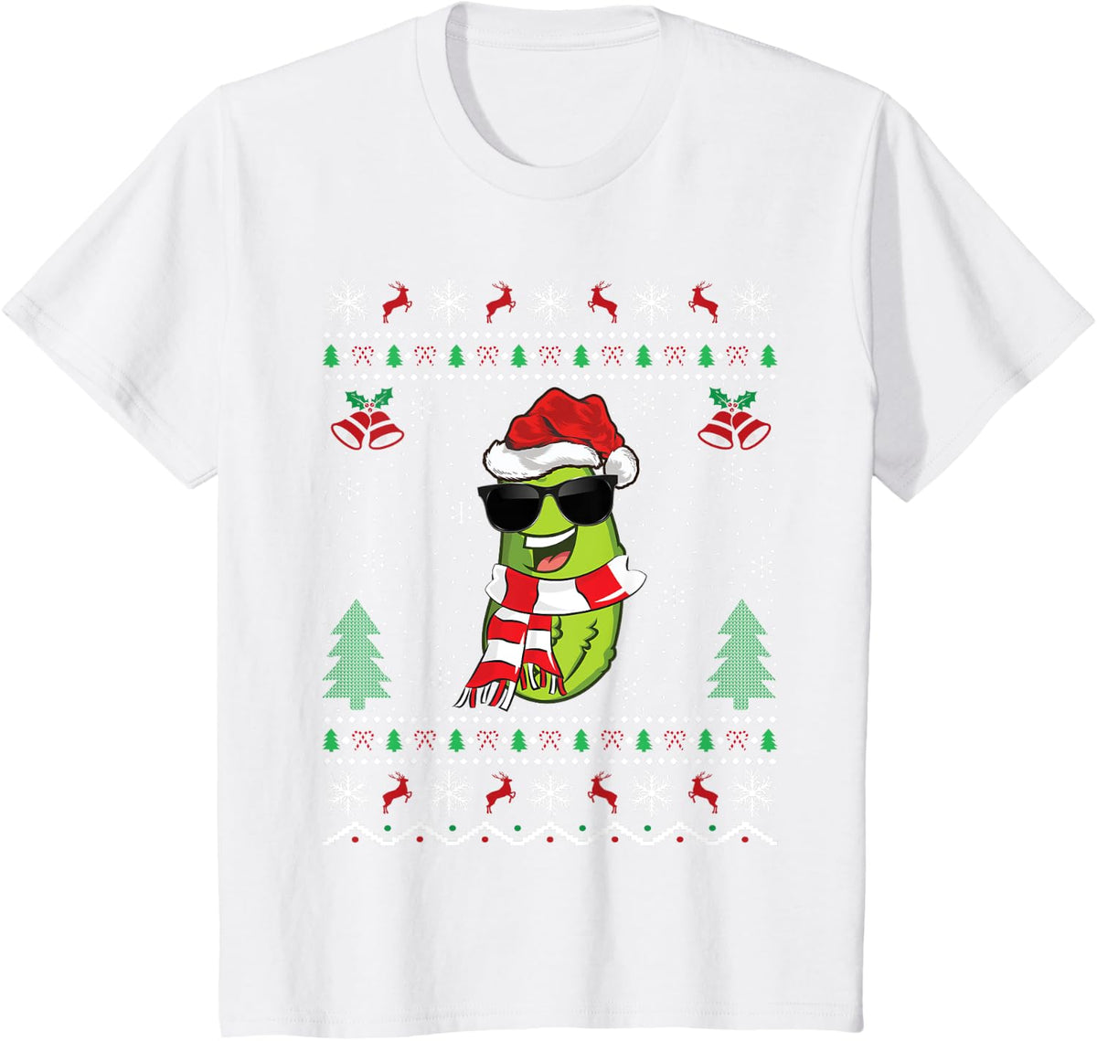Funny Santa Pickle Xmas Gift Ugly Pickle Christmas T-Shirt - White