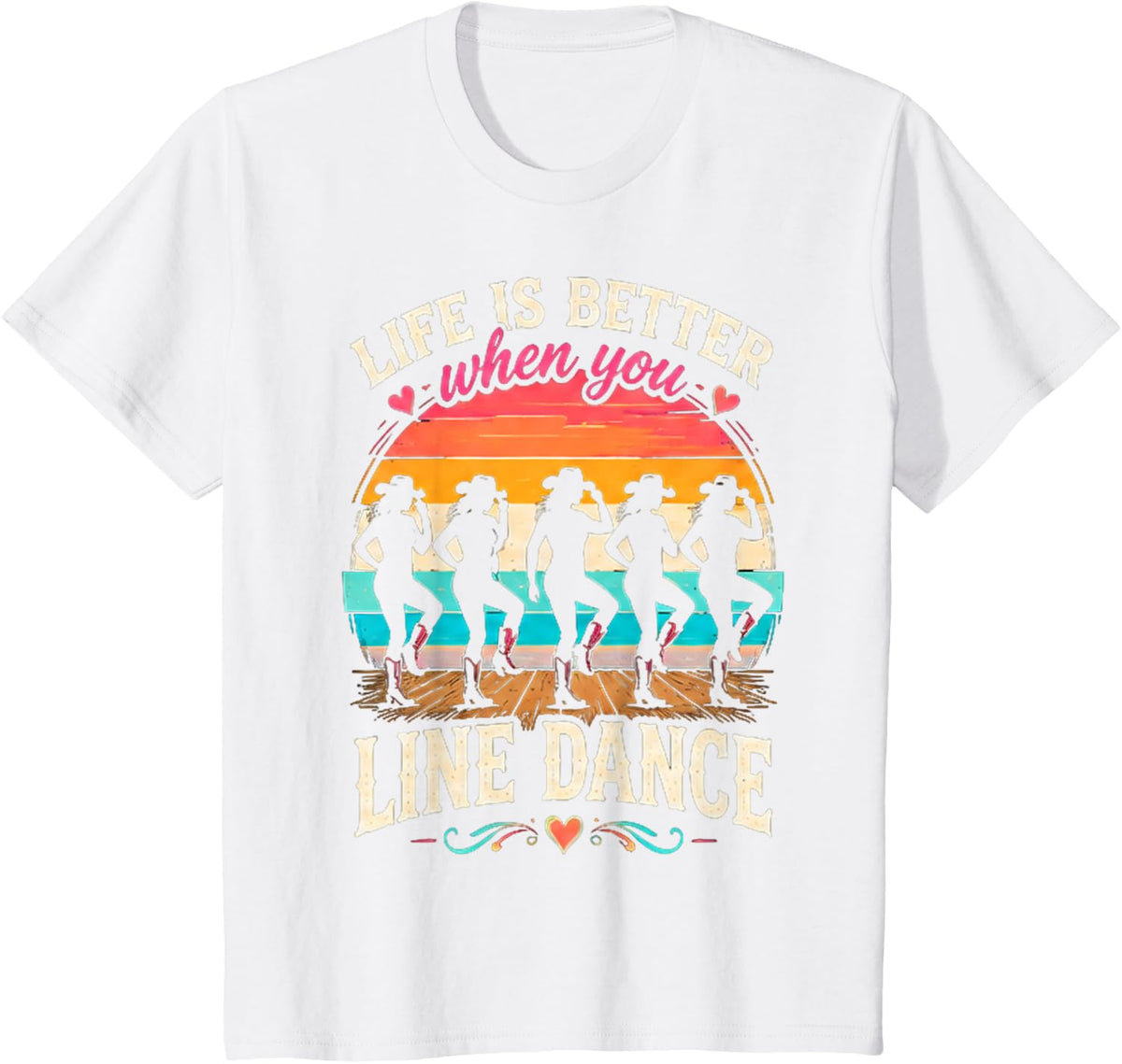 Cute Country Line Dancing Cowgirl Funny Girl Line Dance T-Shirt - White
