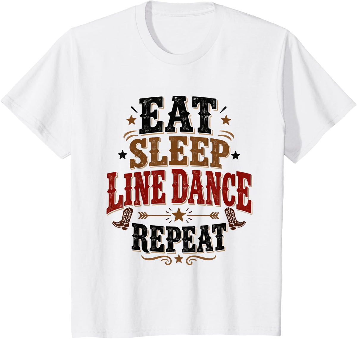 Eat Sleep Line Dance Repeat Country Dancing T-Shirt - White